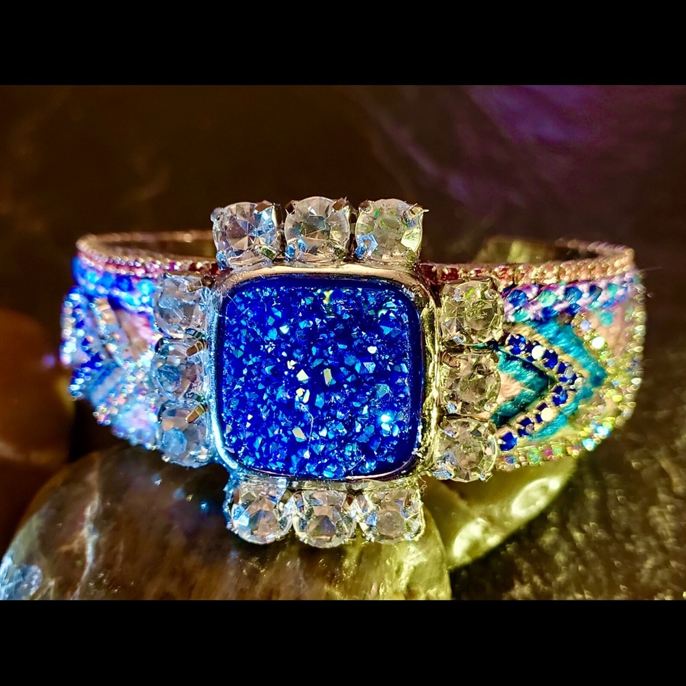 Handmade and beaded rhinestone bangle